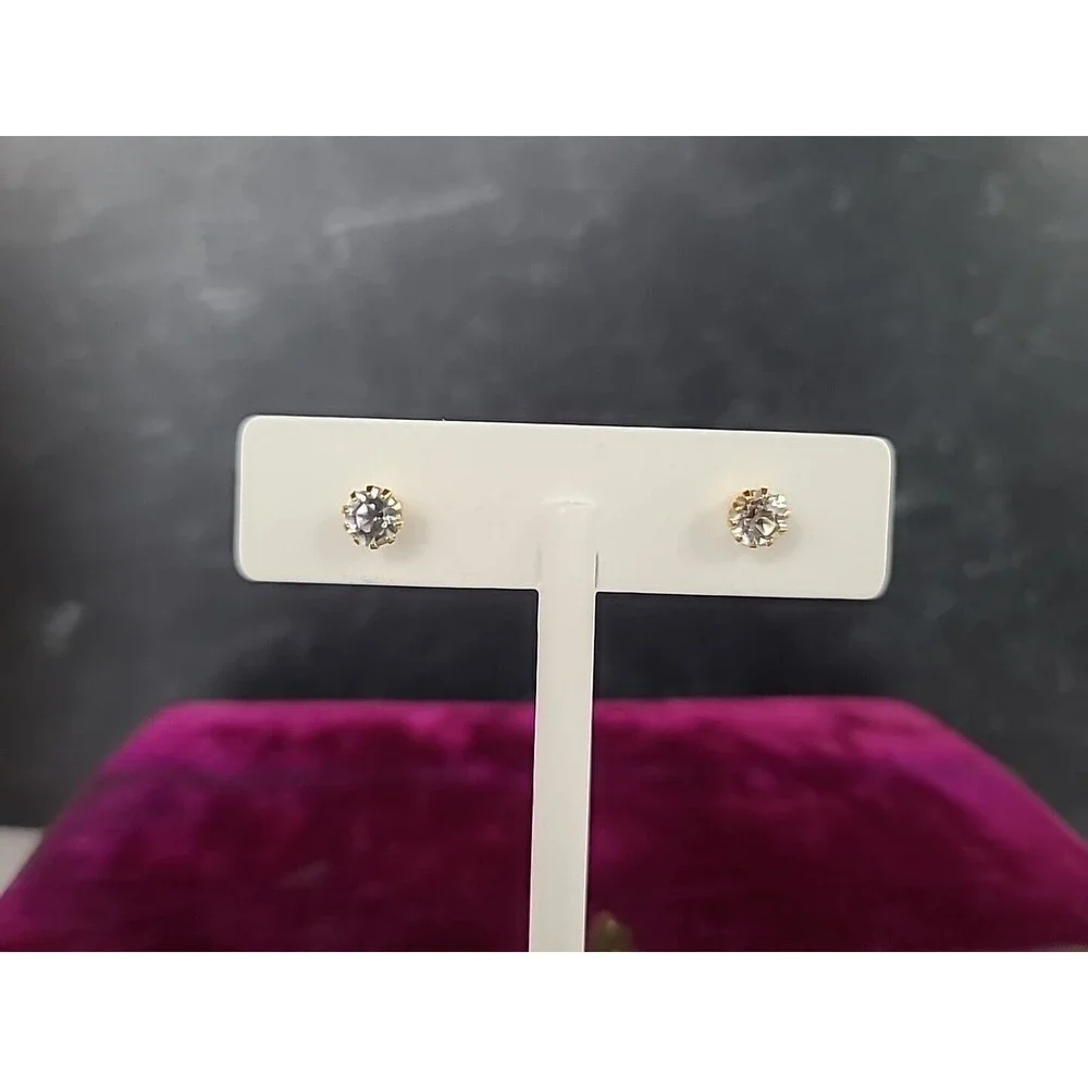 Vintage Clear Rhinestone Stud Earrings